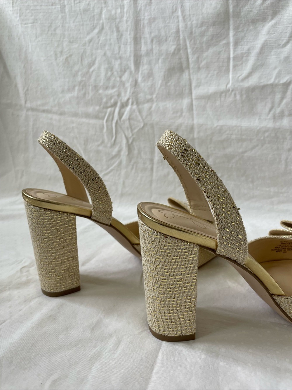 Jessica Simpson Nekira 3 Slingback Heel Pumps - Natural Gold Glitter size 8 New - Picture 9 of 12